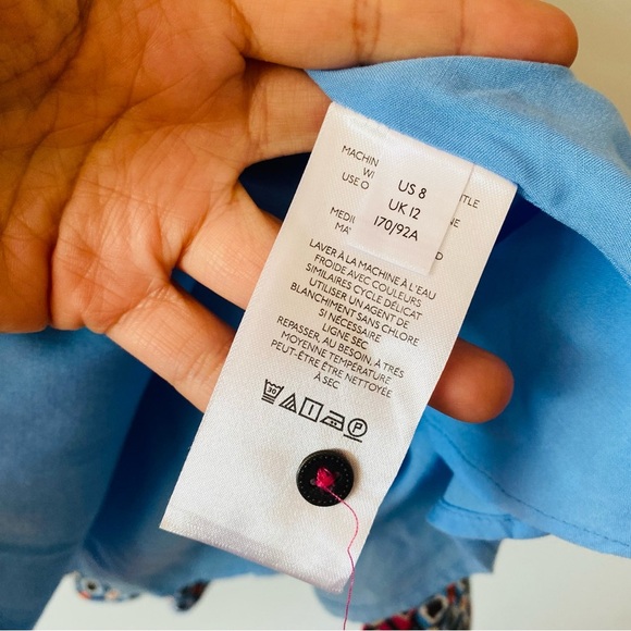 Anthropologie Maeve Buckley Mini Dress Blue Button Front Size 8 Pockets​ - Picture 5 of 12